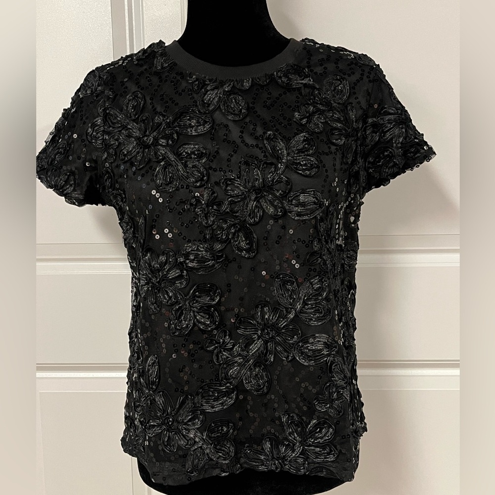 Cupio Blush Lace Sequins Top Blouse